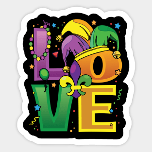 Fun Mardi Gras Love design - For Mardi Gras Fans Sticker